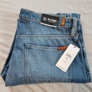 7 For All Mankind Straight Leg Distressed Ripped Knee Jeans Mens 36x34 Pants